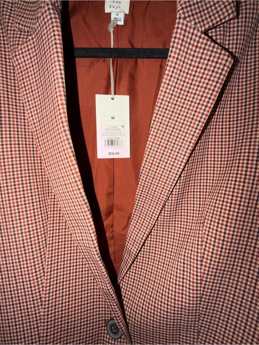 COS Rust Check Single-Button Blazer Jacket - Picture 2 of 3